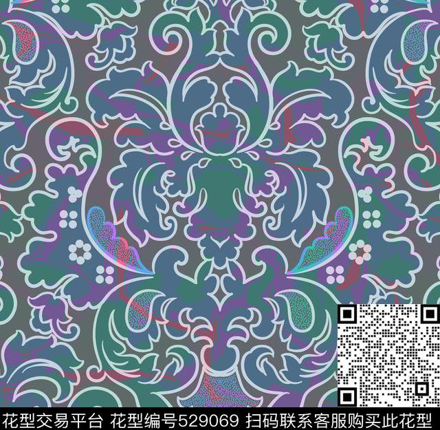 大马士革欧式现代北欧传统印花华亿平台下载（图片编号: 529069） - 瓦栏（Walan）