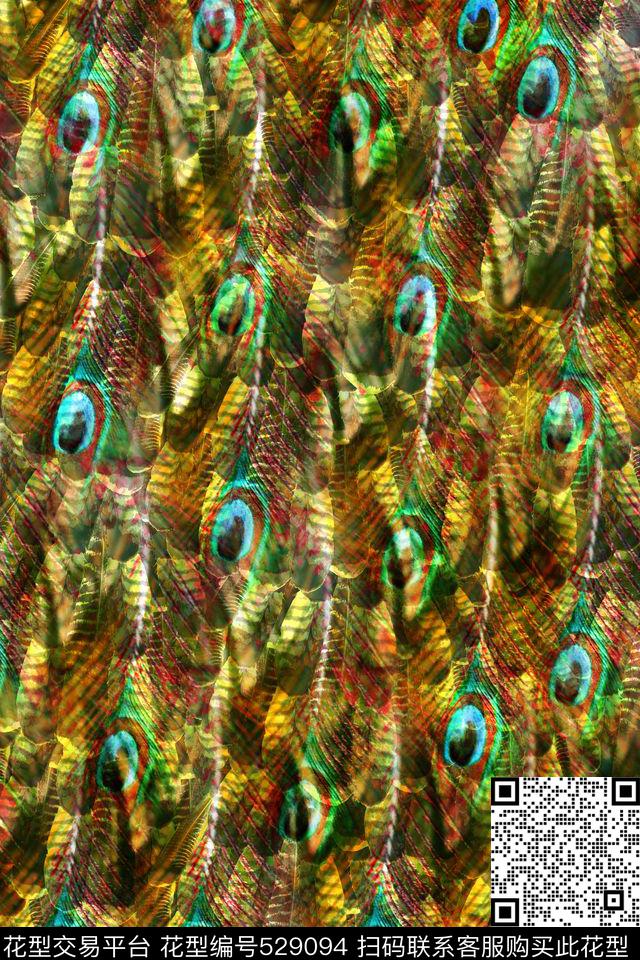 四方连续女士长裙短裙衬衫炫彩抽象炫彩抽象孔雀羽毛肌理数码印花华亿平台下载（图片编号: 529094） - 瓦栏（Walan）