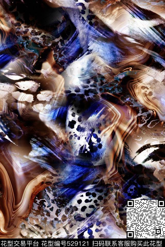 时尚豹纹几何数码印花华亿平台下载（图片编号: 529121） - 瓦栏（Walan）