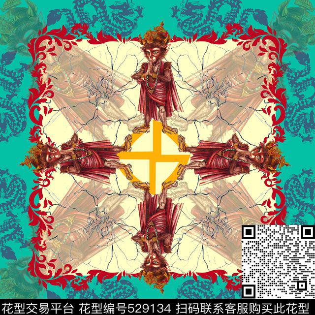 东方文化方巾佛教传统印花华亿平台下载（图片编号: 529134） - 瓦栏（Walan）