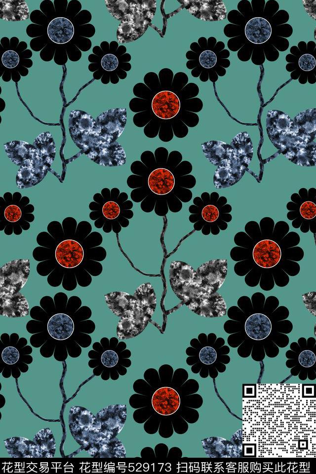 电脑绘画花朵时尚数码印花华亿平台下载（图片编号: 529173） - 瓦栏（Walan）