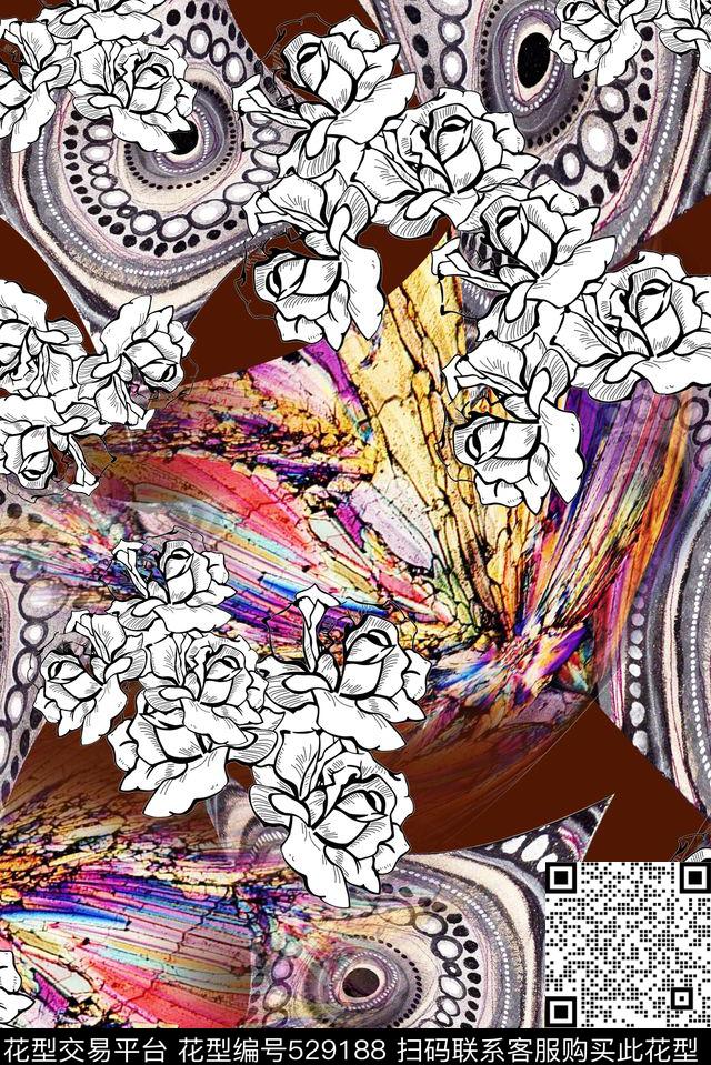 抽象大气几何抽象动感大气数码印花华亿平台下载（图片编号: 529188） - 瓦栏（Walan）