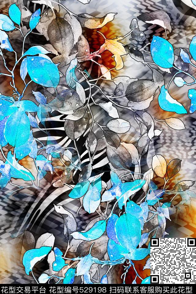 大气女装抽象动感流行大牌数码印花华亿平台下载（图片编号: 529198） - 瓦栏（Walan）