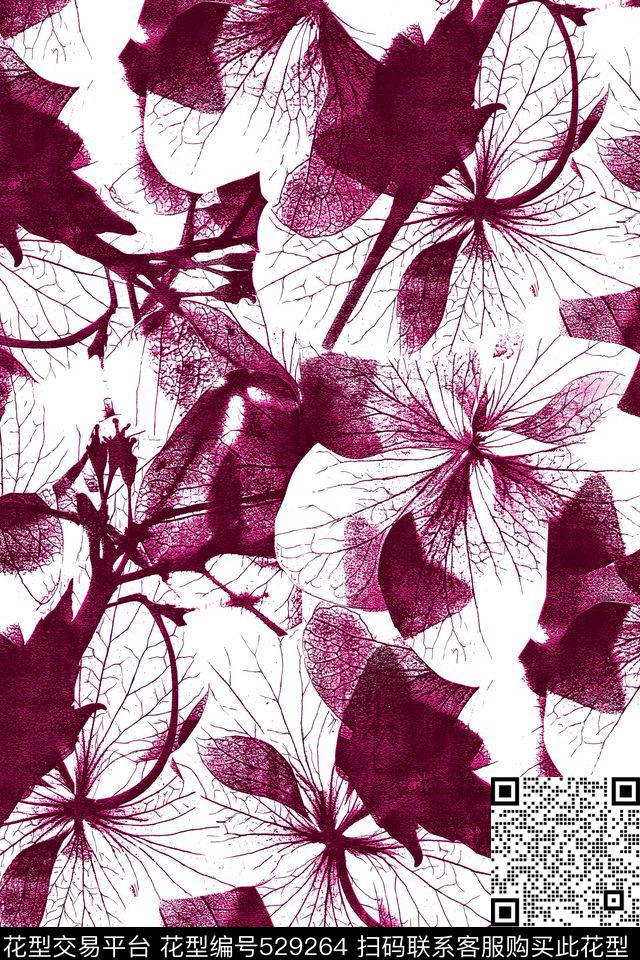 红色花卉镂空花数码印花华亿平台下载（图片编号: 529264） - 瓦栏（Walan）
