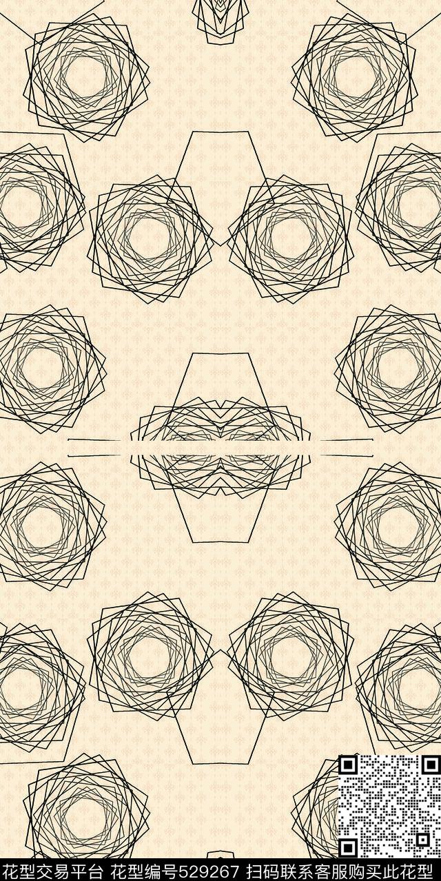 几何时尚线条传统印花华亿平台下载（图片编号: 529267） - 瓦栏（Walan）