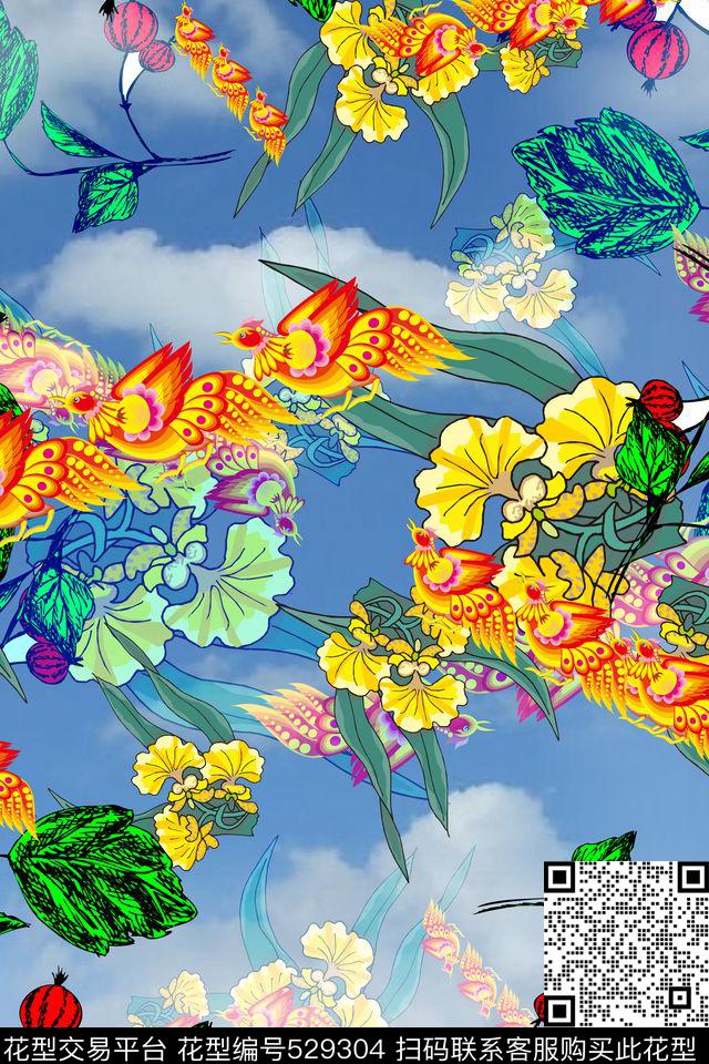 中国风民族风剪纸数码印花华亿平台下载（图片编号: 529304） - 瓦栏（Walan）