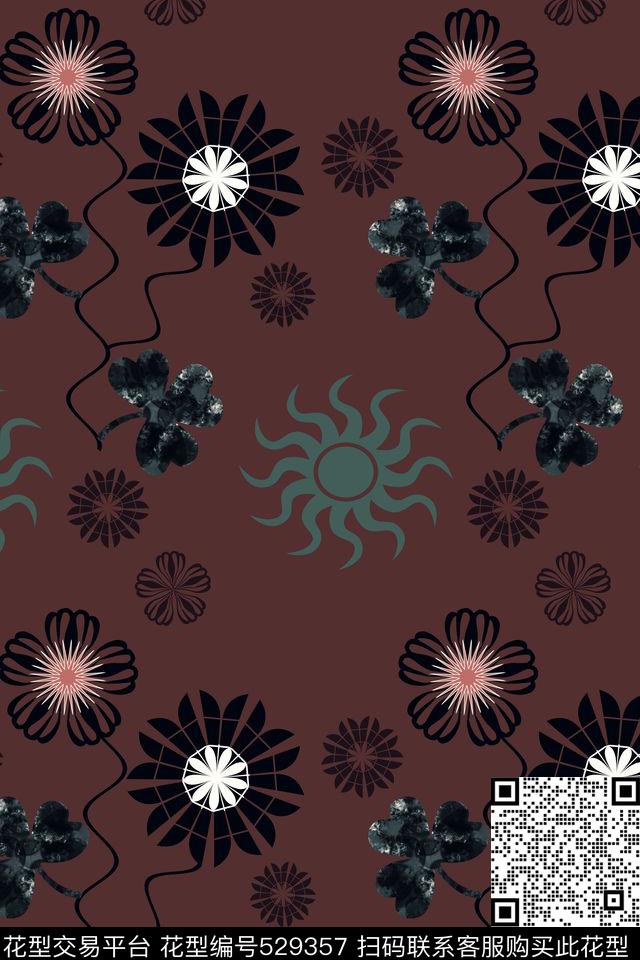 传统符号个性数码印花华亿平台下载（图片编号: 529357） - 瓦栏（Walan）