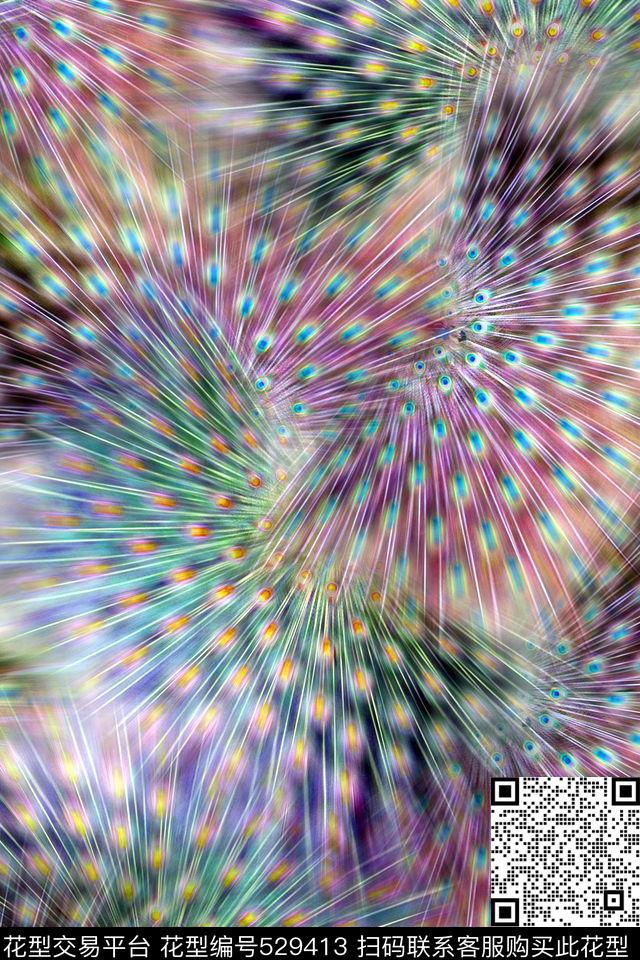 时尚孔雀羽毛动物纹数码印花华亿平台下载（图片编号: 529413） - 瓦栏（Walan）