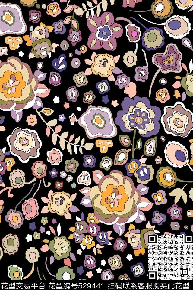 花卉女装裙子传统印花华亿平台下载（图片编号: 529441） - 瓦栏（Walan）