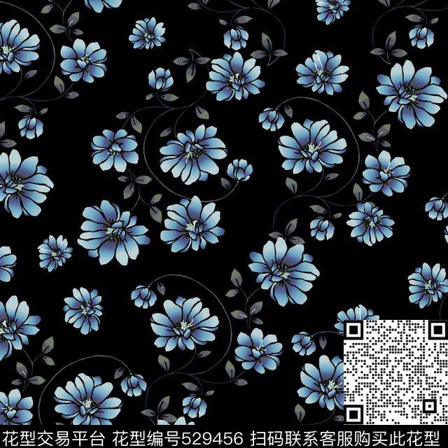 潮流传统花卉简约数码印花华亿平台下载（图片编号: 529456） - 瓦栏（Walan）