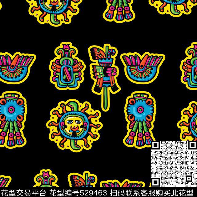 潮流抽象简约传统印花华亿平台下载（图片编号: 529463） - 瓦栏（Walan）