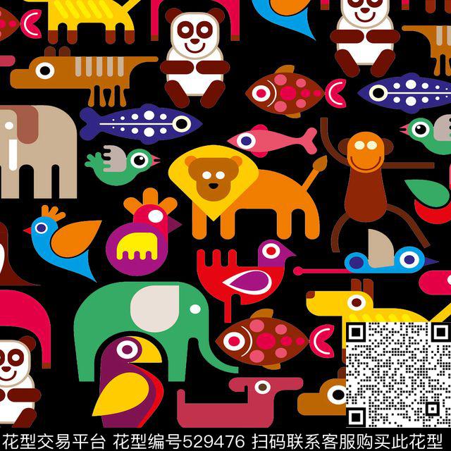 动物简约卡通传统印花华亿平台下载（图片编号: 529476） - 瓦栏（Walan）