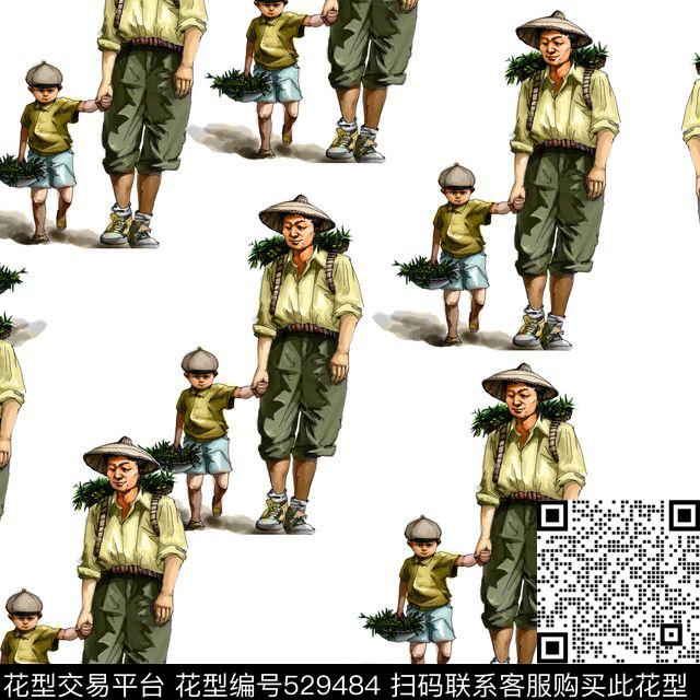 人物时尚手绘数码印花华亿平台下载（图片编号: 529484） - 瓦栏（Walan）