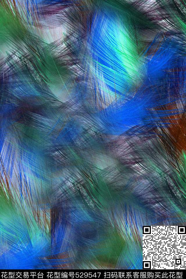 抽象鸟时尚数码印花华亿平台下载（图片编号: 529547） - 瓦栏（Walan）