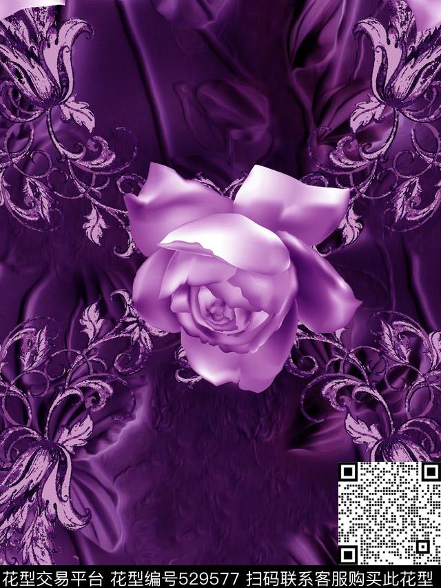 抽象雕刻艺术花纹数码印花华亿平台下载（图片编号: 529577） - 瓦栏（Walan）