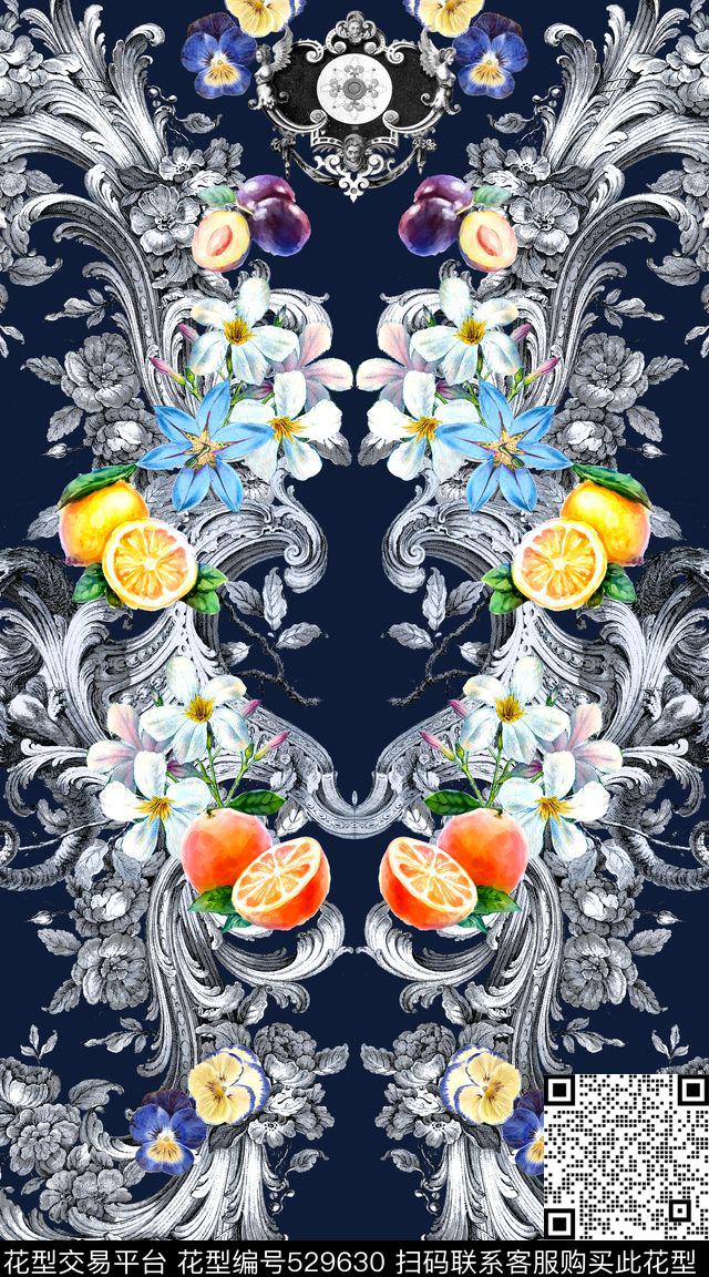 时尚欧式花纹花卉数码印花华亿平台下载（图片编号: 529630） - 瓦栏（Walan）