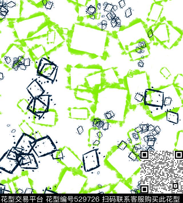 时尚格子炫彩油墨传统印花华亿平台下载（图片编号: 529726） - 瓦栏（Walan）
