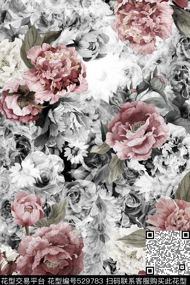 花卉玫瑰郁金香数码印花华亿平台下载（图片编号: 529783） - 瓦栏（Walan）