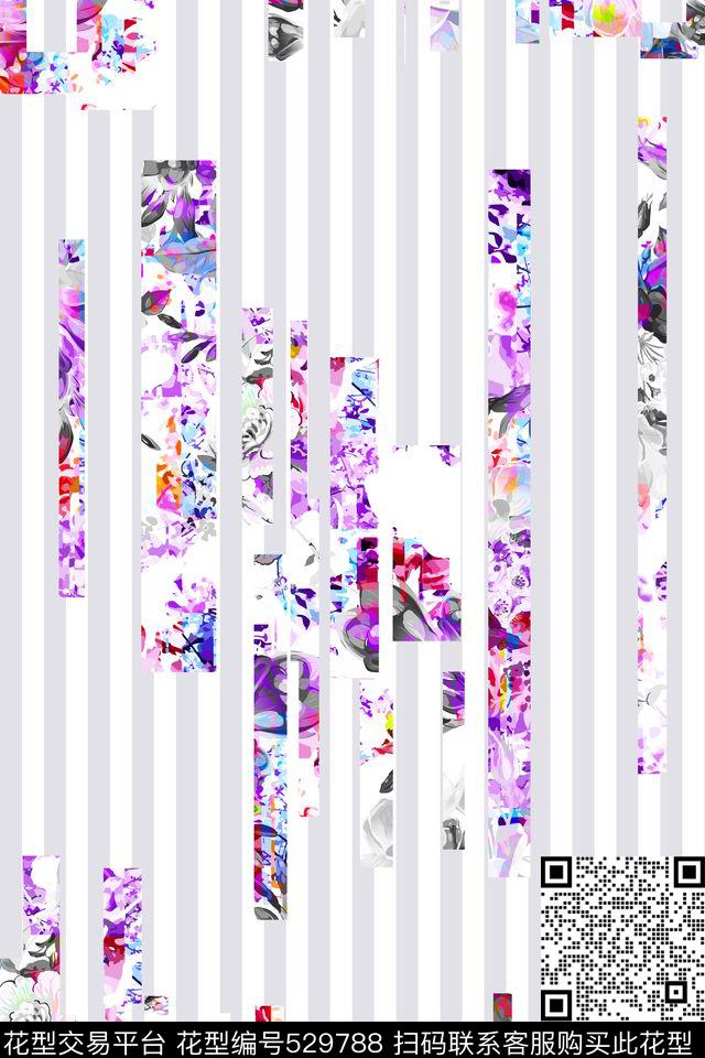 服装面料华亿平台几何线条抽象炫彩花卉休闲时尚简洁大方素雅几何民族炫彩数码印花华亿平台下载（图片编号: 529788） - 瓦栏（Walan）