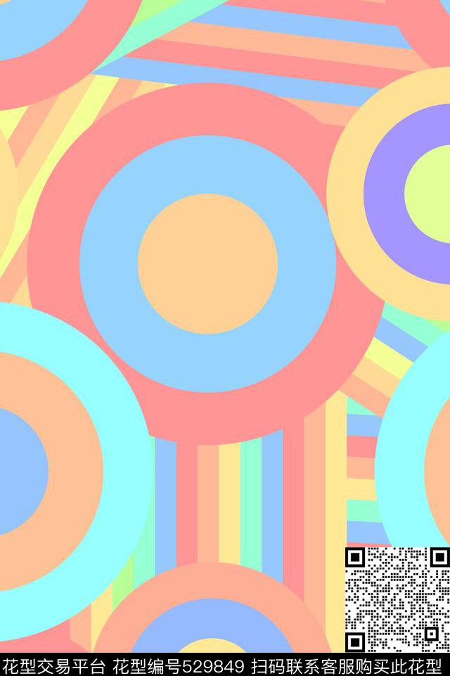 服装面料华亿平台线条几何图形休闲时尚简洁大方炫彩几何抽象传统印花华亿平台下载（图片编号: 529849） - 瓦栏（Walan）