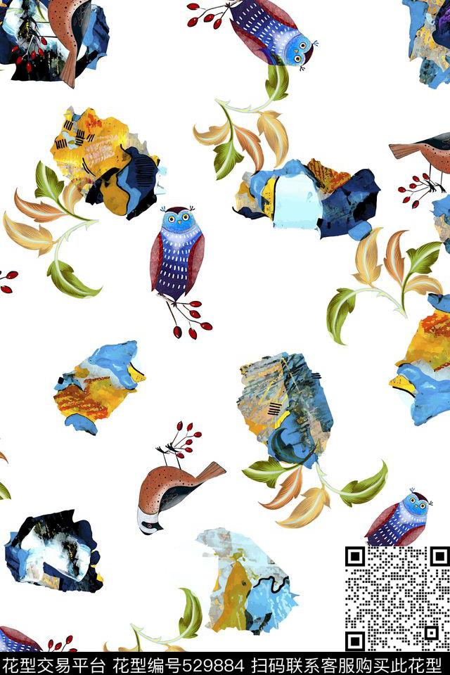 休闲风夹克女装矿石图案猫头鹰数码印花华亿平台下载（图片编号: 529884） - 瓦栏（Walan）