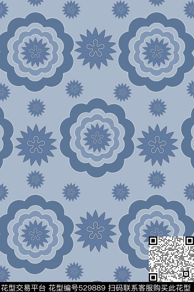 摆列符号花朵传统印花华亿平台下载（图片编号: 529889） - 瓦栏（Walan）