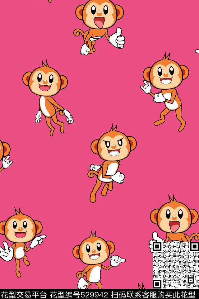 卡通猴子满版传统印花华亿平台下载（图片编号: 529942） - 瓦栏（Walan）