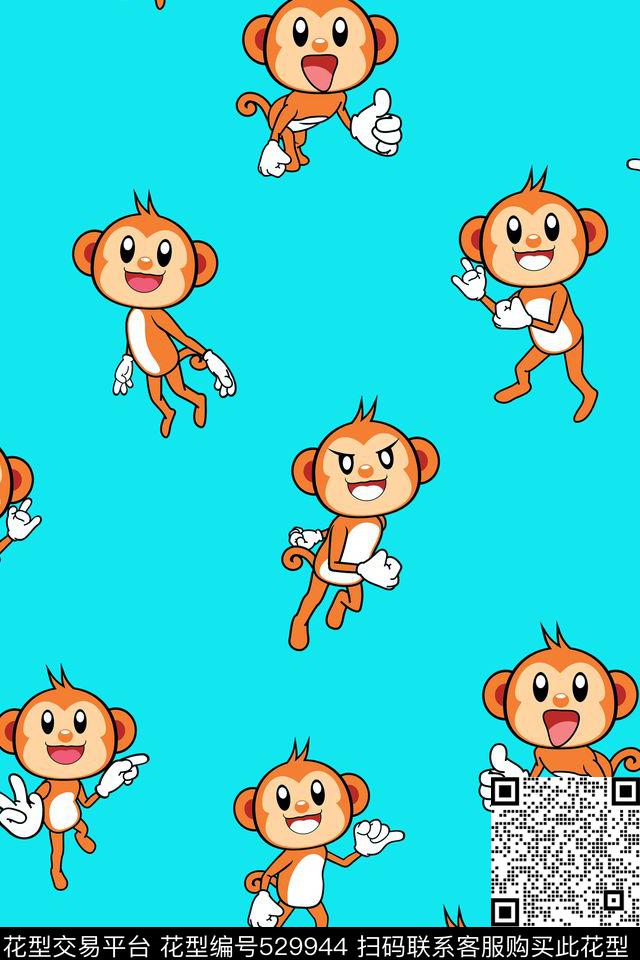 卡通猴子满版传统印花华亿平台下载（图片编号: 529944） - 瓦栏（Walan）