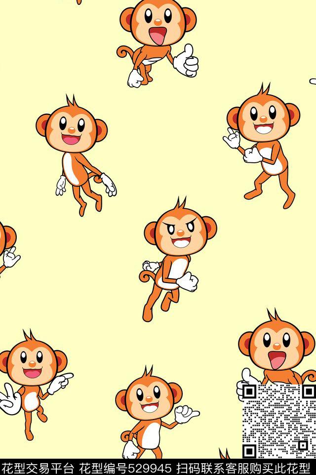 卡通猴子满版传统印花华亿平台下载（图片编号: 529945） - 瓦栏（Walan）