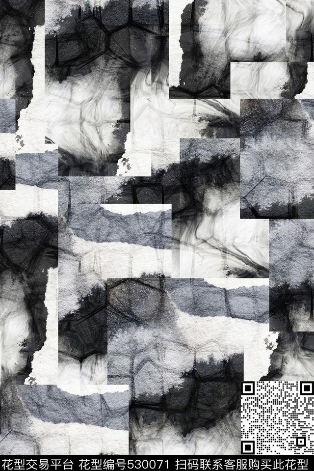 抽象自然山石纹理拼叠再生数码印花华亿平台下载（图片编号: 530071） - 瓦栏（Walan）