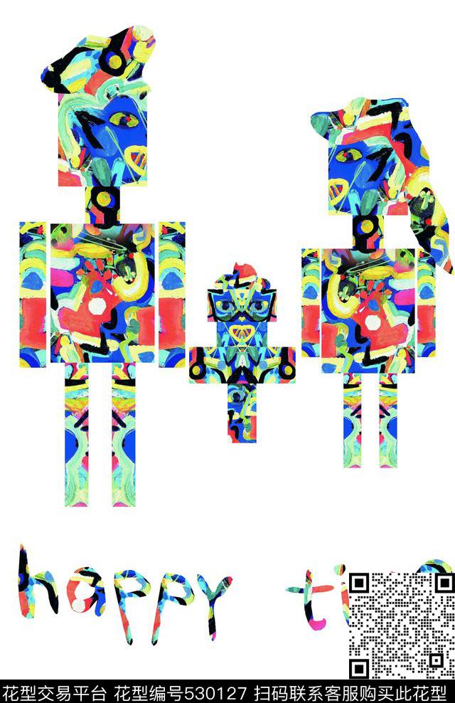 流行时尚抽象机器人数码印花华亿平台下载（图片编号: 530127） - 瓦栏（Walan）