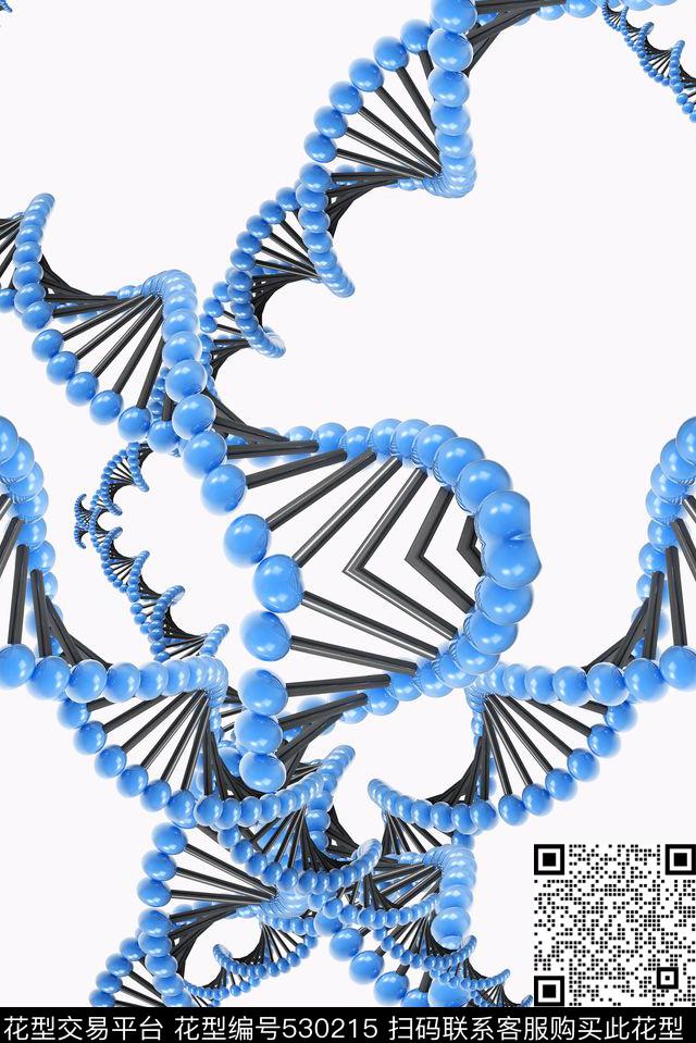 最新流行时尚清爽服装家纺窗帘医学DNA螺旋立体流行时尚数码印花华亿平台下载（图片编号: 530215） - 瓦栏（Walan）