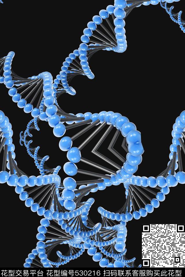 最新流行时尚清爽服装家纺窗帘医学DNA螺旋立体流行时尚数码印花华亿平台下载（图片编号: 530216） - 瓦栏（Walan）