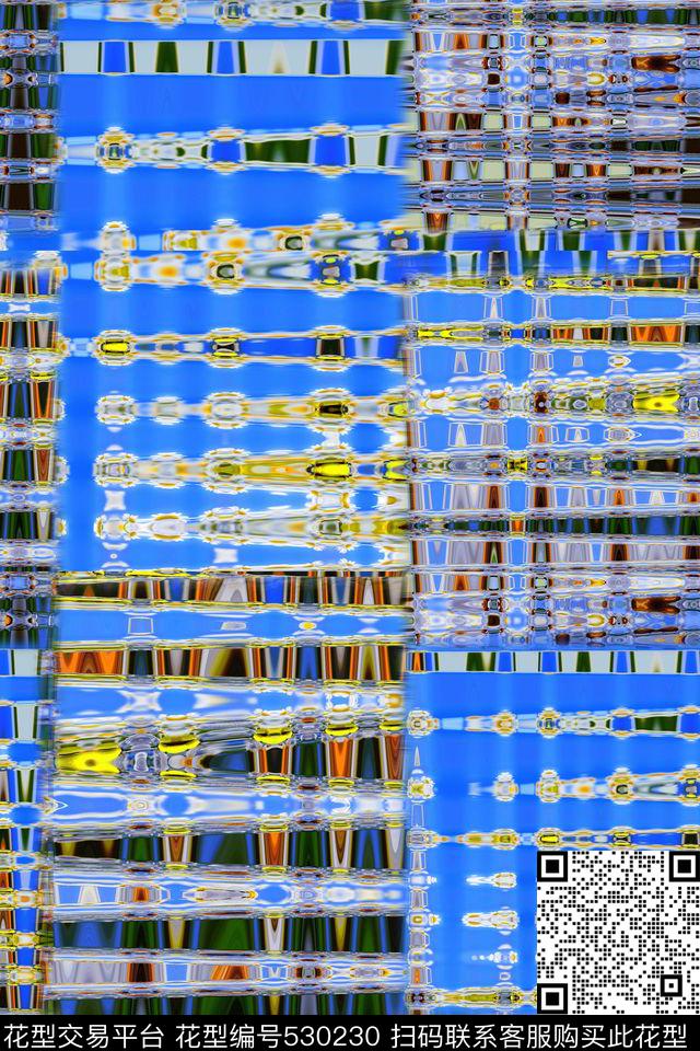 抽象花卉时尚数码印花华亿平台下载（图片编号: 530230） - 瓦栏（Walan）