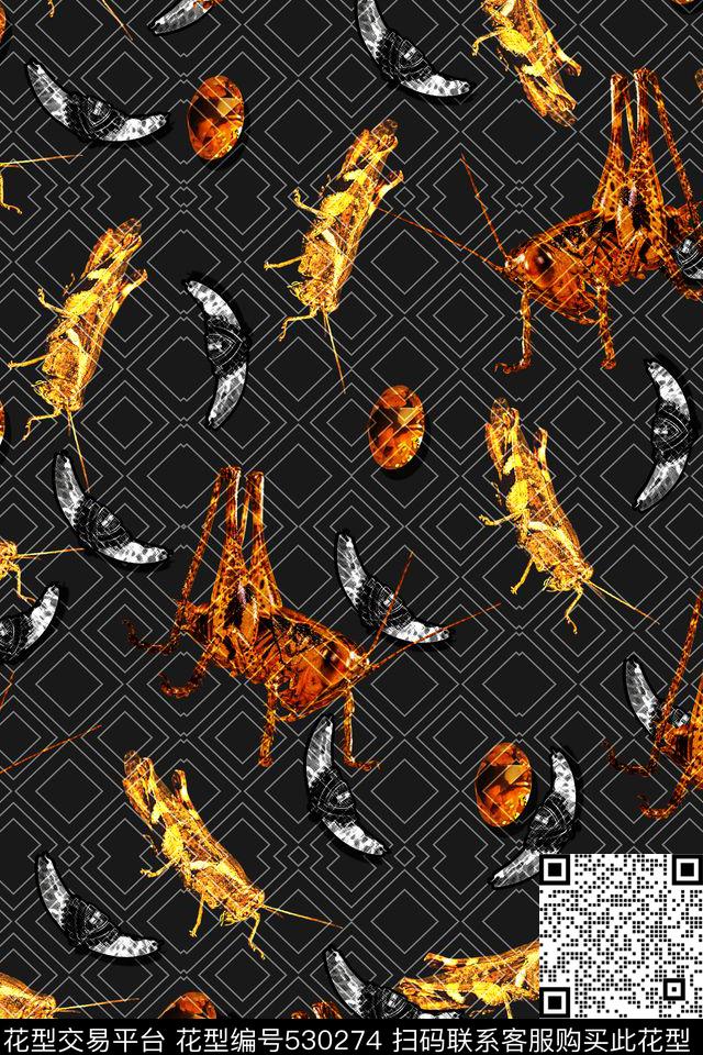 昆虫植物男装数码印花华亿平台下载（图片编号: 530274） - 瓦栏（Walan）