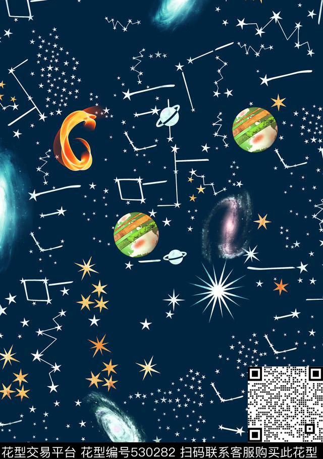 宇宙星空复古数码印花华亿平台下载（图片编号: 530282） - 瓦栏（Walan）