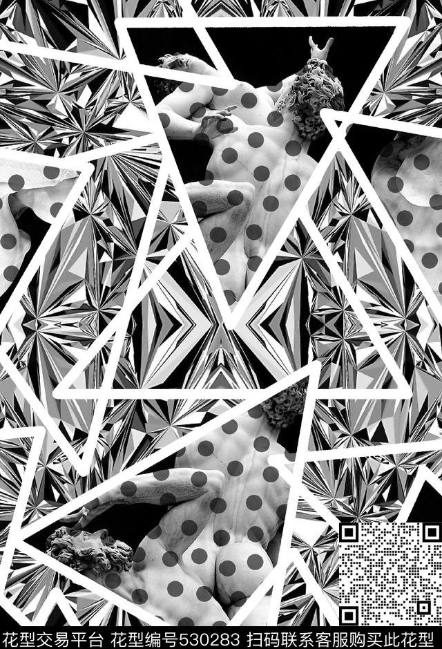 抽象玻璃碎片几何图形数码印花华亿平台下载（图片编号: 530283） - 瓦栏（Walan）