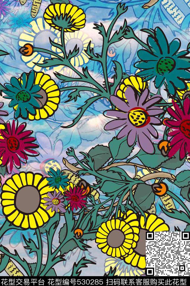2016春夏新款花卉女装数码印花华亿平台下载（图片编号: 530285） - 瓦栏（Walan）