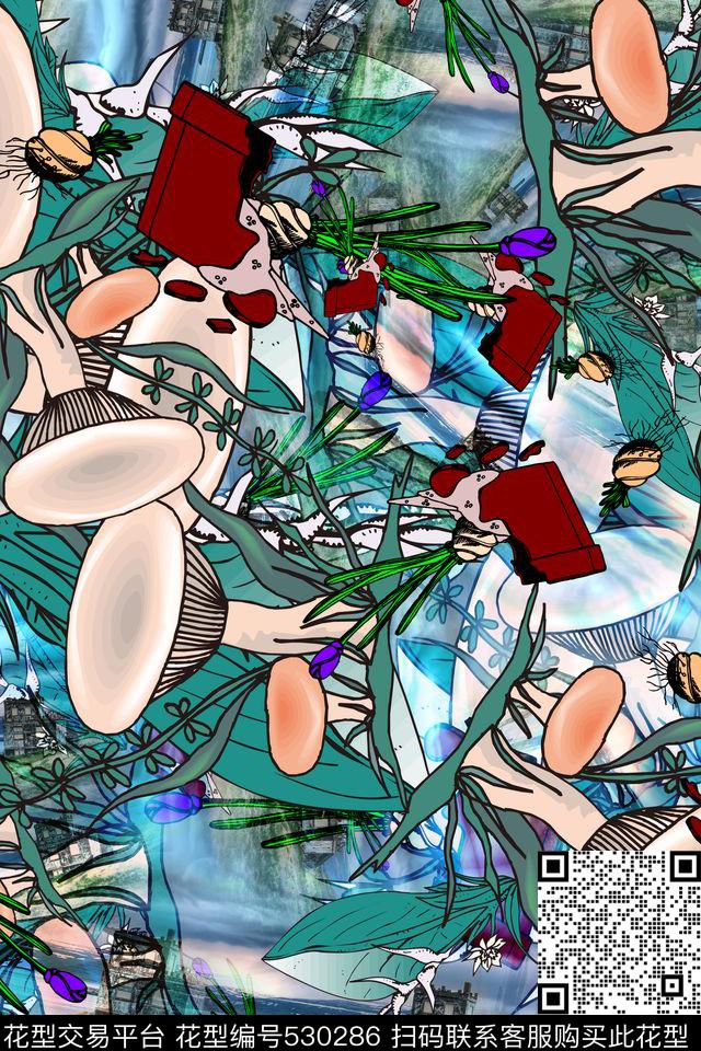 花卉森林风田园风卡通数码印花华亿平台下载（图片编号: 530286） - 瓦栏（Walan）