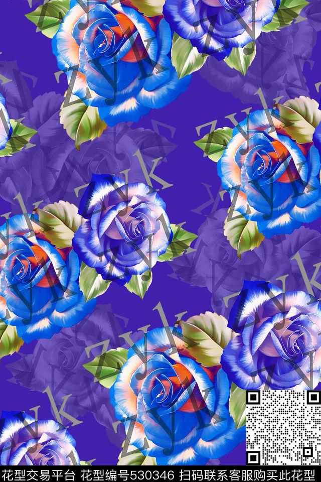 休闲字母花数码印花华亿平台下载（图片编号: 530346） - 瓦栏（Walan）