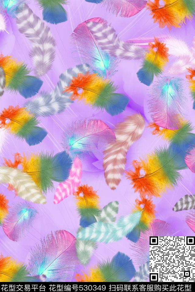 清爽流行时尚多彩羽毛丝巾服装家纺流行时尚数码印花华亿平台下载（图片编号: 530349） - 瓦栏（Walan）