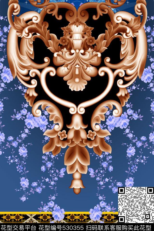 定位简易花卉数码印花华亿平台下载（图片编号: 530355） - 瓦栏（Walan）