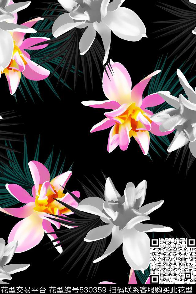 休闲暗花花卉数码印花华亿平台下载（图片编号: 530359） - 瓦栏（Walan）