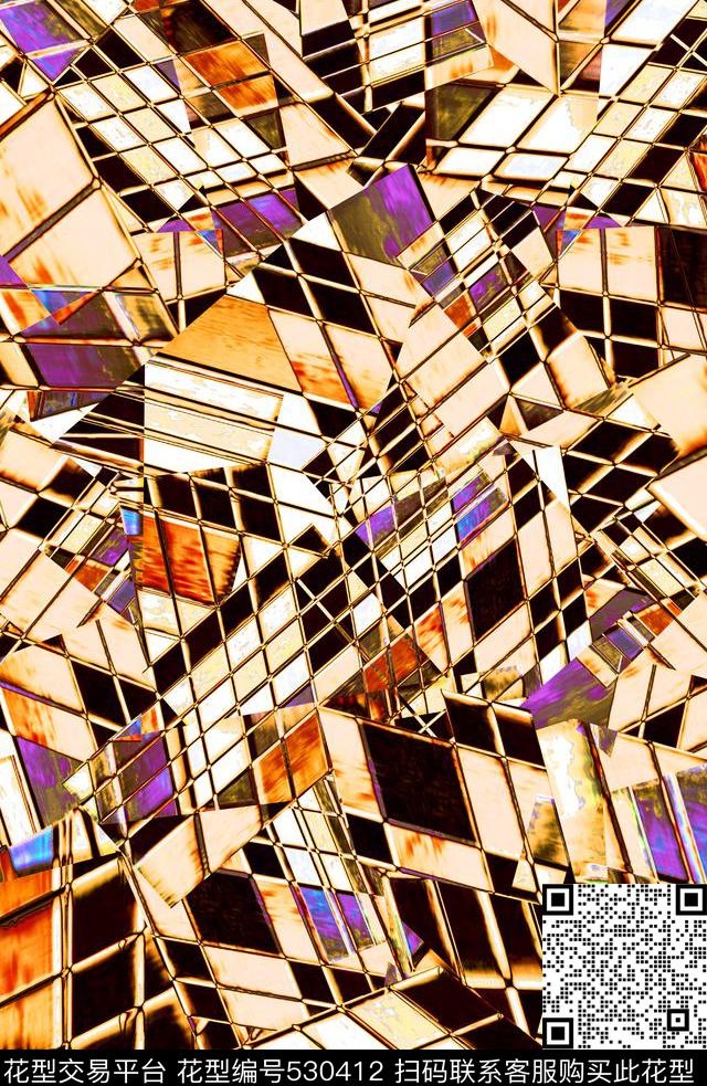 抽象服装几何数码印花华亿平台下载（图片编号: 530412） - 瓦栏（Walan）