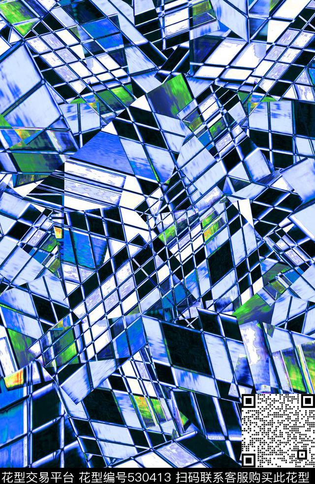 抽象服装几何数码印花华亿平台下载（图片编号: 530413） - 瓦栏（Walan）