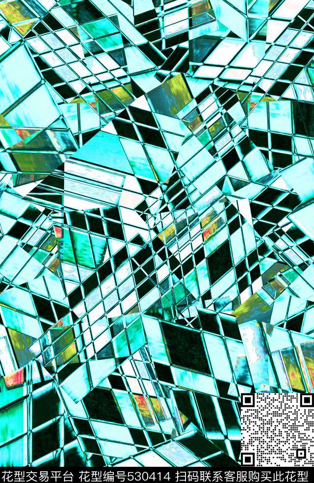 抽象服装几何数码印花华亿平台下载（图片编号: 530414） - 瓦栏（Walan）