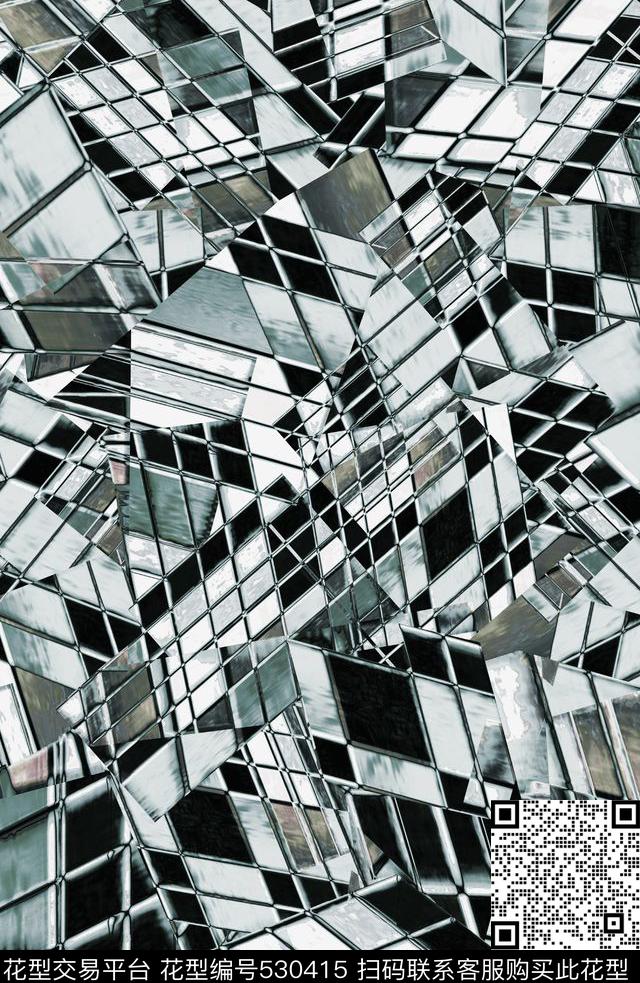 抽象服装几何数码印花华亿平台下载（图片编号: 530415） - 瓦栏（Walan）