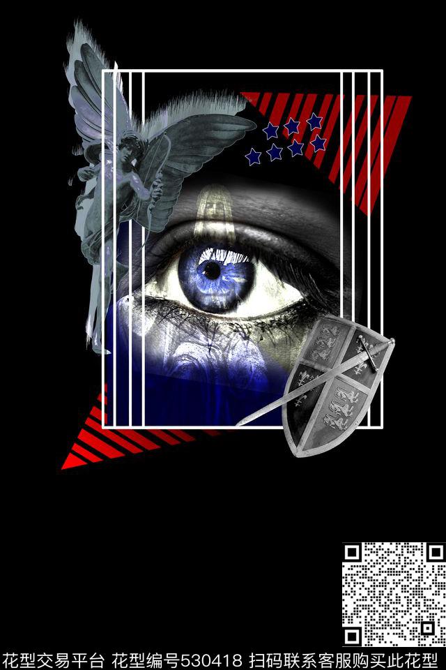 潮流眼睛定位数码印花华亿平台下载（图片编号: 530418） - 瓦栏（Walan）