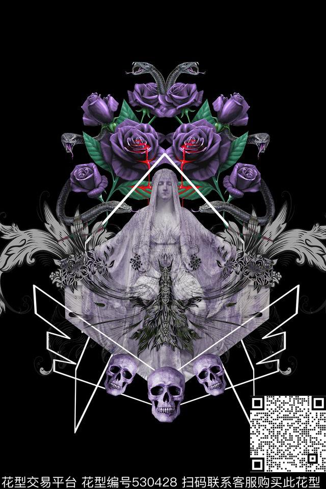 玫瑰雕塑几何数码印花华亿平台下载（图片编号: 530428） - 瓦栏（Walan）