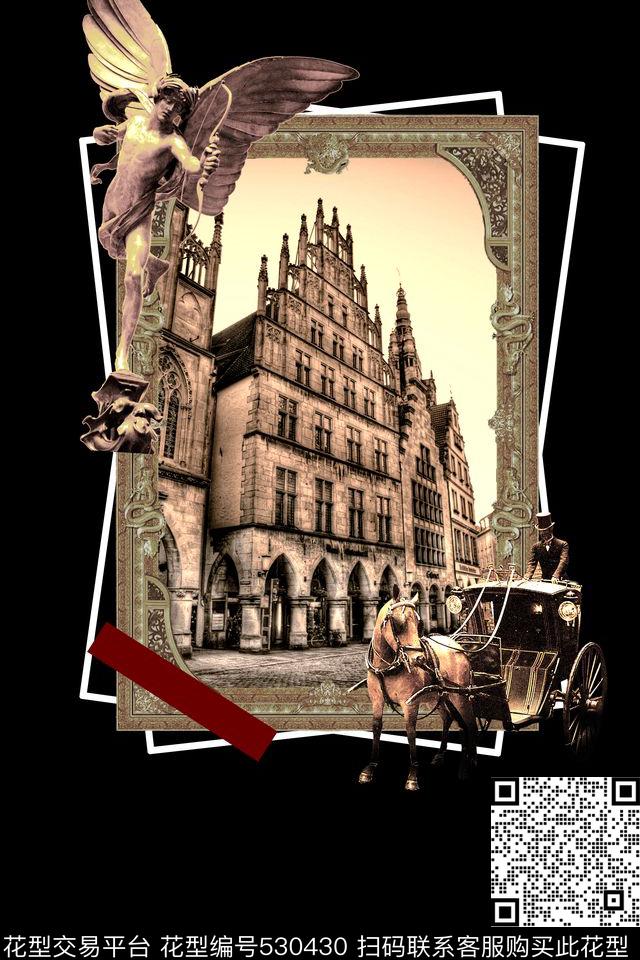 怀旧建筑T恤数码印花华亿平台下载（图片编号: 530430） - 瓦栏（Walan）